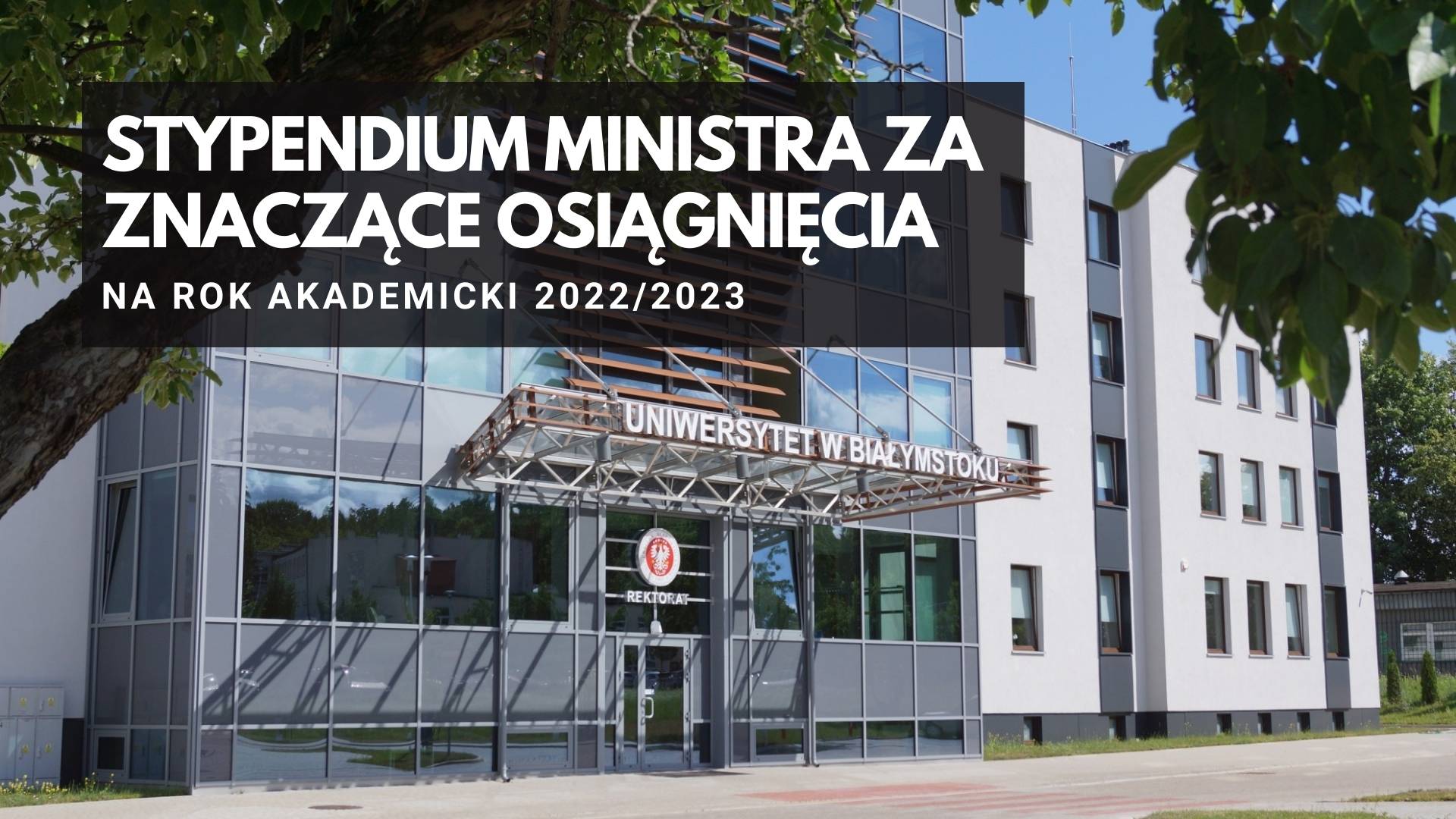 Grafika ozdobna z napisem: STYPENDIUM MINISTRA ZA ZNACZĄCE OSIĄGNIĘCIA  na rok akademicki 2022/2023
